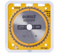 DEWALT 216x30mm 40T General Purpose Circular Saw Blade, DT1953-QZ | Robust 216x30mm 40T circular saw blade for stationary saws, ideal for natural wood and composite material cutting.