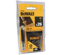 DeWalt 25 Piece Pozi 2 Screwdriver Bits and Holder PZ2 25mm Pack of 25
