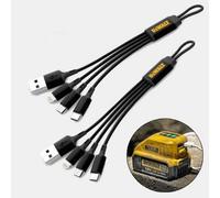 Dewalt 3 In 1 Multi Head Usb Charger Cable Iphone Android Charging Lead X 2