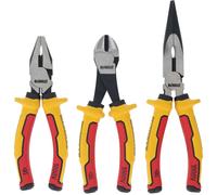 Dewalt VDE Plier Set, 3 Piece, Fitted with Premium 3-Shot Comfort Grips, They Have an Anti-Slip Groove Contoured for Optimal Cushion and Control.