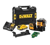 Dewalt 360° Battery Multi-Line Laser Green DCE089D1G18 (Self-Levelling, Accuracy +/- 3 mm to 10 m, Compatible with 12 V & 18 V XR Batteries, Includes TSTAK Box, Wall Mount, Charger, 18 Volt/2 Ah