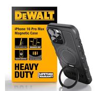 DEWALT 360° Rotatable Magnetic Ring Case for iPhone 16 Pro Max, Heavy Duty Drop Protection, MagSafe w/Stand & Ring Holder, Shockproof Nanobubbles