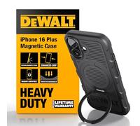 DEWALT 360° Rotatable Magnetic Ring for iPhone 16 Plus Case, Heavy Duty Drop Protection Fit for MagSafe w/Stand & Ring Holder, Shockproof Nanobubbles for iPhone 16 Plus Phone Case Ostand, Black