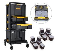 Dewalt 5 Piece Tstak Tower 2 Drawer Units Deep Case + Tote Wheeled Cart Trolley