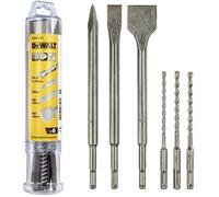 Dewalt 6 Piece Sds+ Flat Chisels + Point + Drill Bit Set Sds Plus Xms22Sds6Pc