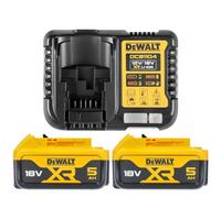 DEWALT B DCB184 5.0ah 18v XR Lithium Ion Battery Twin Pack + DCB115 Charger, Yellow