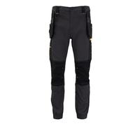 DEWALT Bainbridge Men's Elasticated Hem, Water-Resistant, Holster Pocket, Pro-Stretch Work Trousers, Black/Grey, W34/L29
