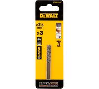 Dewalt Black and Gold HSS Drill Bit 2.5mm Pack of 3