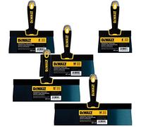 DEWALT Blue Steel Taping Knife 4-Pack | 8/10/12/14-Inches + FREE BONUS 6" Soft Grip Putty Knife | Soft Grip Handles| DXTT-3-162