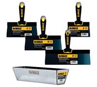 DEWALT Blue Steel Taping Knife & Mud Pan Set + Free Bonus 6" Knife | 8/10/12-Inches | Soft Grip Handles | DXTT-3-164