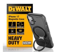 DEWALT Compatible iPhone 17 Magnetic Case with Stand, Rugged Shockproof Cover w/ 360° Rotatable Ring Holder, Compatible with MagSafe iPhone 17 Case Kickstand, Heavy-Duty Protective Black