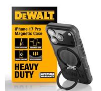 DEWALT Compatible iPhone 17 Pro Magnetic Case with Stand, Rugged Shockproof Cover w/ 360° Rotatable Ring Holder, Compatible with MagSafe iPhone 17 Pro Case Kickstand, Heavy-Duty Protective Black