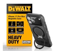 DEWALT Compatible iPhone 17 Pro Max Magnetic Case with Stand, Rugged Shockproof Cover w/ 360° Rotatable Ring Holder, Compatible with MagSafe iPhone 17 Pro Max Case Kickstand, Heavy-Duty Protective