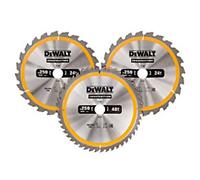 DeWALT Construction Circular Saw Blade DT1963 250 x 30 mm 24T/48T Pack of 3