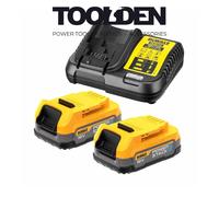 Dewalt DCB1102E2-GB 2 x 1.7Ah 18V Powerstack Li-Ion Batteries and Compact Charger Kit