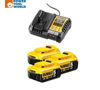 DeWalt DCB1104P3 Starter Kit Inc 3x 5.0Ah 18v XR Li-Ion Slide Batteries & 1x ...