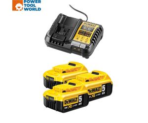 DeWalt DCB1104P3 Starter Kit Inc 3x 5.0Ah 18v XR Li-Ion Slide Batteries & 1x ...