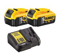 Dewalt DCB184 5.0Ah 18V XR Lithium Ion Battery Twin Pack + Charger Kit