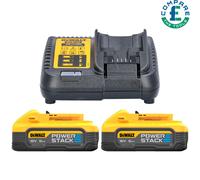 DeWalt DCBP518H2-XJ 18v 5.0ah Compact Powerstack Battery Packs + DCB115 Charger