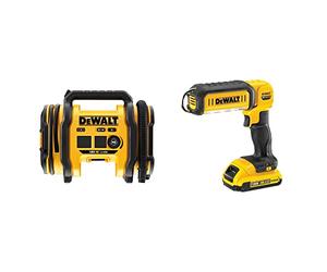 DEWALT DCC018N-XJ Akku-Kompressor DCC 018 N 18 Volt Triple Source Inflator, Black/Yellow & DCL050-XJ 18 V XR Handheld LED Area Light, Bare Unit, Multi