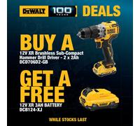 Dewalt DCD706D2 12v XR Brushless Combi Hammer Drill + 2x 2AH + 1x 3AH Battery