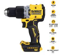 DeWalt DCD805N 18V XR POWERSTACK Combi Drill Body Only - Brushless Hammer