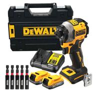 Dewalt DCF850E2T 18V Impact Driver 2x1.7Ah Battery Charger & 5 Piece Bit Holder