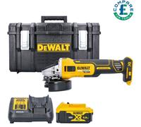 Dewalt DCG405 18V XR Brushless Angle Grinder + 1 x 5.0Ah Battery, Charger & Case