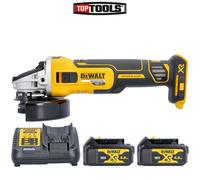 DeWalt DCG405 18V XR Brushless Angle Grinder 125mm + 2 x 4Ah Batt & Charger
