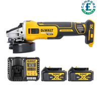 Dewalt DCG405 18V XR Brushless Angle Grinder 125mm + 2 x 4Ah Batteries & Charger