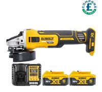 Dewalt DCG405 18V XR Brushless Angle Grinder 125mm + 2 x 5Ah Batteries & Charger