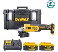 Dewalt DCG405 18V XR Brushless Angle Grinder + 2 x 5Ah Batteries, Charger & Case
