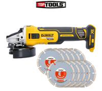 Dewalt DCG405N 18V XR Brushless Angle Grinder 125mm With 10 Extra Diamond Blade