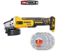 Dewalt DCG405N 18V XR Brushless Angle Grinder 125mm With 3 Extra Diamond Blade