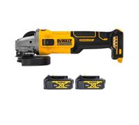 Dewalt Dcg407 18V Xr Cordless Brushless 125mm Angle Grinder With Slide Switch With 2 X 4Ah Batteries