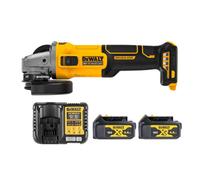 Dewalt Dcg407 18V Xr Cordless Brushless 125mm Angle Grinder With Slide Switch With 2 X 4Ah Batteries & Charger