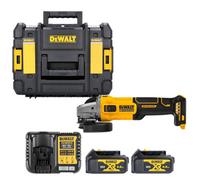 Dewalt Dcg407 18V Xr Cordless Brushless 125mm Angle Grinder With Slide Switch With 2 X 4Ah Batteries, Charger & T-Stack Ii Case