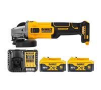 Dewalt Dcg407 18V Xr Cordless Brushless 125mm Angle Grinder With Slide Switch With 2 X 5Ah Batteries & Charger
