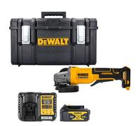 Dewalt Dcg408 18V Xr Cordless Brushless 125mm Angle Grinder With Paddle Switch With 1 X 4Ah Battery, Charger & 1.0 Ds300 Case
