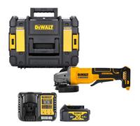 Dewalt Dcg408 18V Xr Cordless Brushless 125mm Angle Grinder With Paddle Switch With 1 X 4Ah Battery, Charger & T-Stack Ii Case