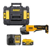 Dewalt Dcg408 18V Xr Cordless Brushless 125mm Angle Grinder With Paddle Switch With 1 X 5Ah Battery, Charger & T-Stack Ii Case