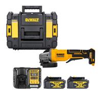 Dewalt Dcg408 18V Xr Cordless Brushless 125mm Angle Grinder With Paddle Switch With 2 X 4Ah Batteries, Charger & T-Stack Ii Case
