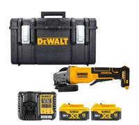 Dewalt Dcg408 18V Xr Cordless Brushless 125mm Angle Grinder With Paddle Switch With 2 X 5Ah Batteries, Charger & 1.0 Ds300 Case