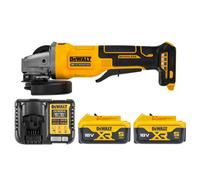 Dewalt Dcg408 18V Xr Cordless Brushless 125mm Angle Grinder With Paddle Switch With 2 X 5Ah Batteries & Charger
