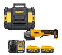 Dewalt Dcg408 18V Xr Cordless Brushless 125mm Angle Grinder With Paddle Switch With 2 X 5Ah Batteries, Charger & T-Stack Ii Case