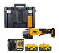 Dewalt Dcg408 18V Xr Cordless Brushless 125mm Angle Grinder With Paddle Switch With 2 X 5Ah Batteries, Charger & Tstak Vi Case