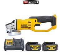 DeWalt DCG412 18V XR Angle Grinder 125mm With 2 x 4Ah Batteries & Charger