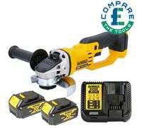 DeWalt DCG412 18V XR Angle Grinder 125mm With 2 x 4Ah Batteries & Charger