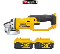DeWalt DCG412 18V XR Angle Grinder 125mm With 2 x DCB184 5.0Ah Batteries