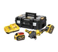 DEWALT DCG418T2-GB 54V XR FLEXVOLT 125mm High Power Angle Grinder with 2 x 6Ah Batteries, Charger & Case